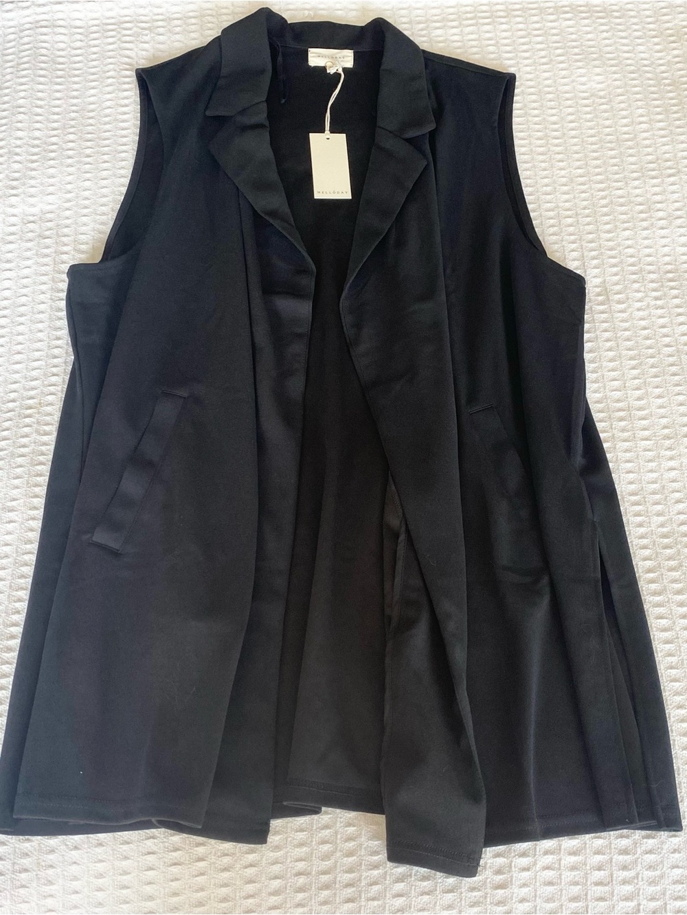 MELLODAY Black Sleeveless Open-Front Vest NWT 2X